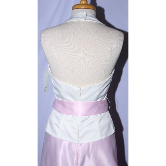 Poly USA #5540 Satin Formal Gown With Pick-up Skirt-Size M-IVORY/PINK-NWT - Picture 5 of 5